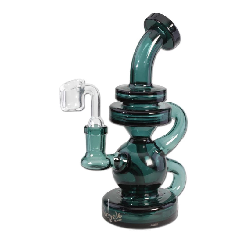 Blaze Glass Wasserpfeife, ÖL-Bong, OiL-Rig Zum Verdampfen Von Öl Und Essenzen, RECYCLER-Bong | 19 Cm, NS 14 (14,5mm) | Aquamarin | Robustes BOROSILIKATGLAS – Bild 2