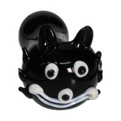 Black Leaf Glaspfeife | Schwarz | Große Design-Pfeife 'Black Cat'